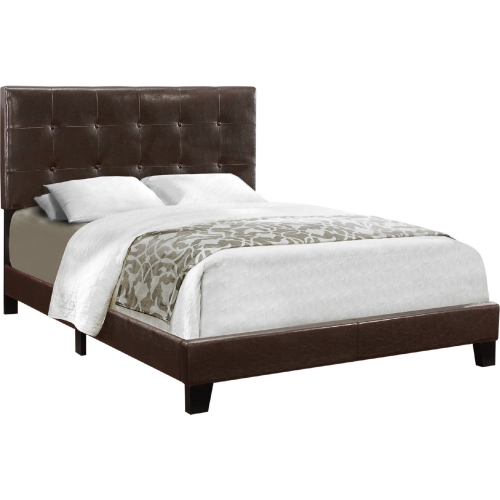 Queen Bed in Dark Brown Leatherette